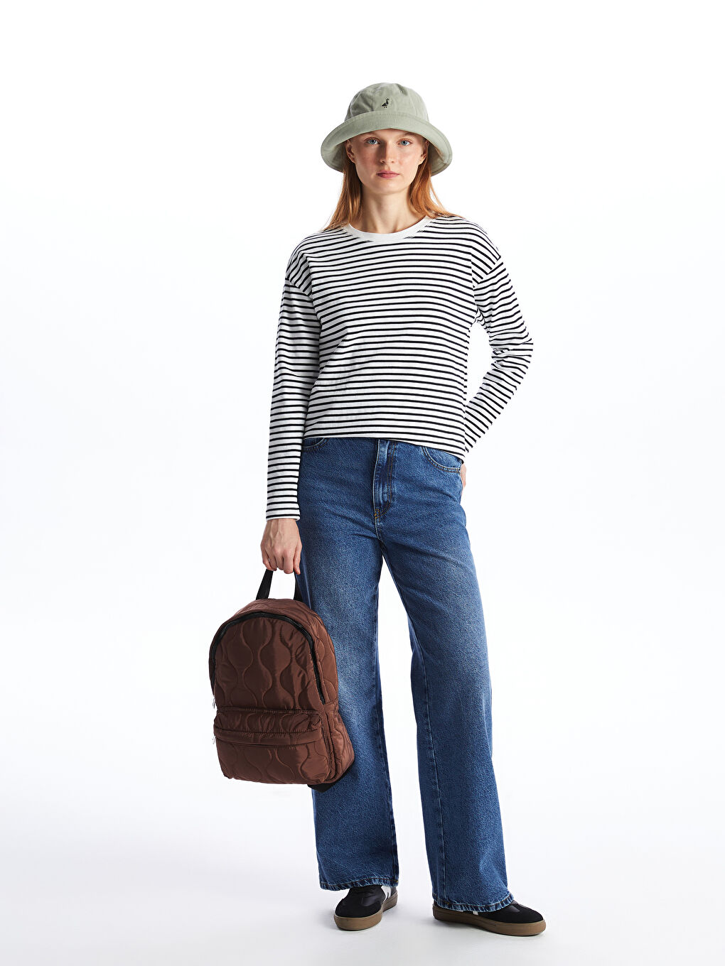 Kahverengi Laptop Bölmeli Kadın Sırt Çantası-1