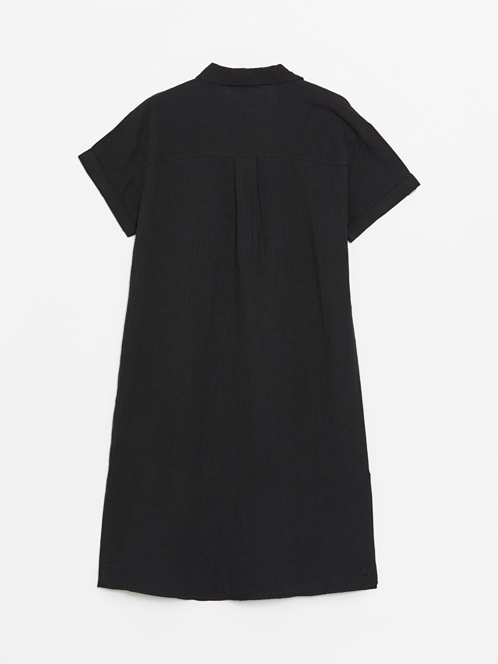 Robe Oversize pour Femmes à Col de Chemise Uni et Manches Courtes-6