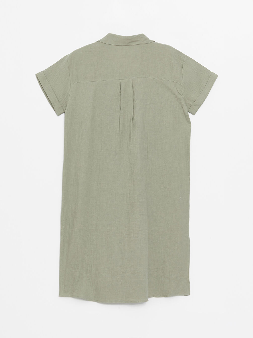 Әйелдерге арналған жағалы мойын өрнексіз қысқа жең оверсайз көйлек-6