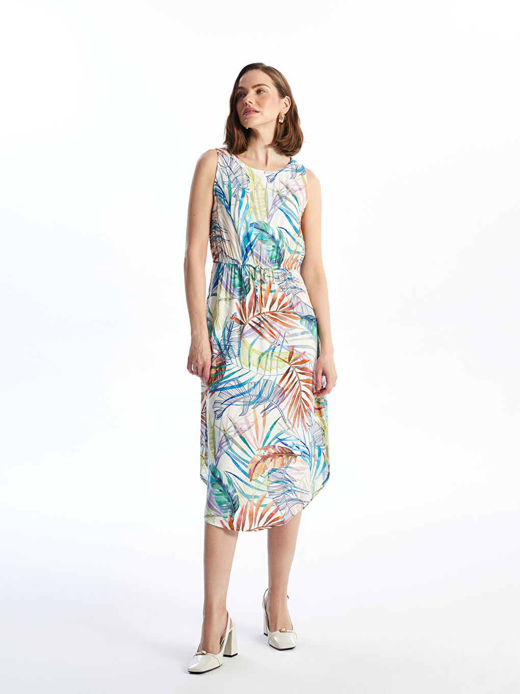 Crew Neck Patterned Women's Dress