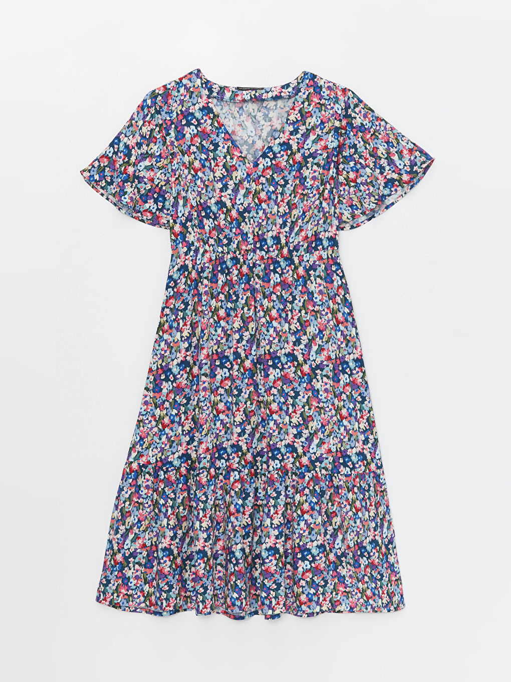 V-Neck Floral Short Sleeve Women's Dress -S4HK32Z8-LSJ