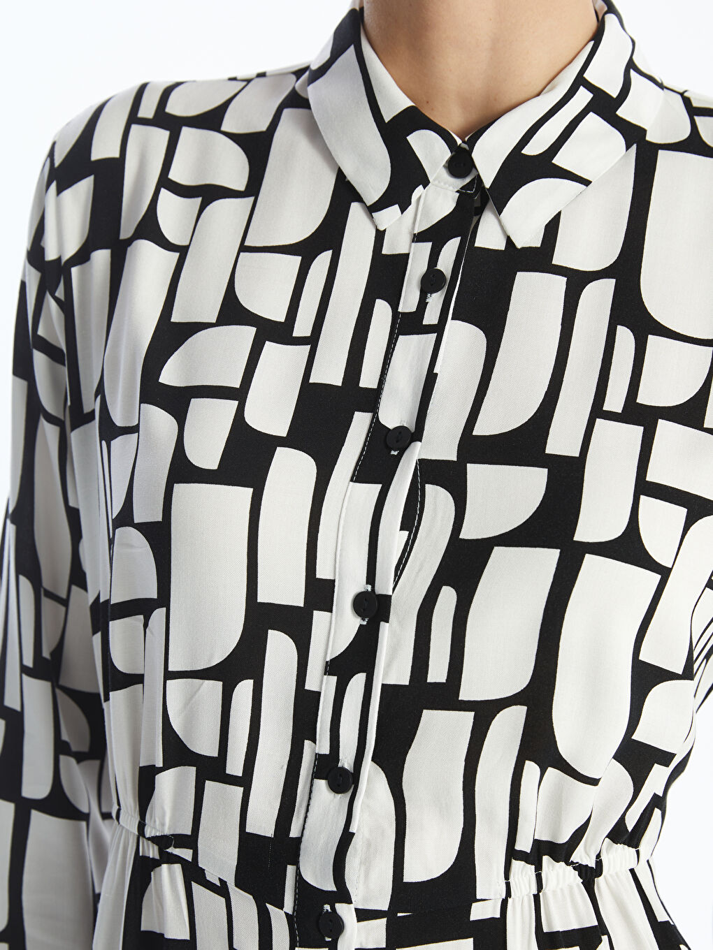 Patterned Long Sleeve Women's Shirt Dress -S4HK33Z8-SW8