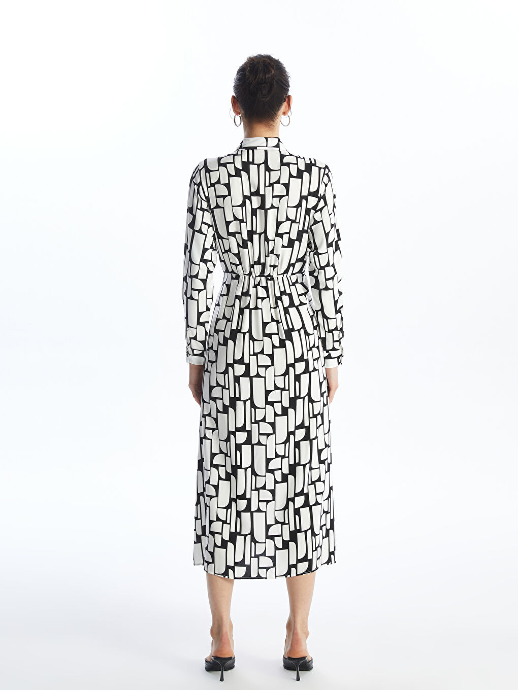 Patterned Long Sleeve Women's Shirt Dress -S4HK33Z8-SW8
