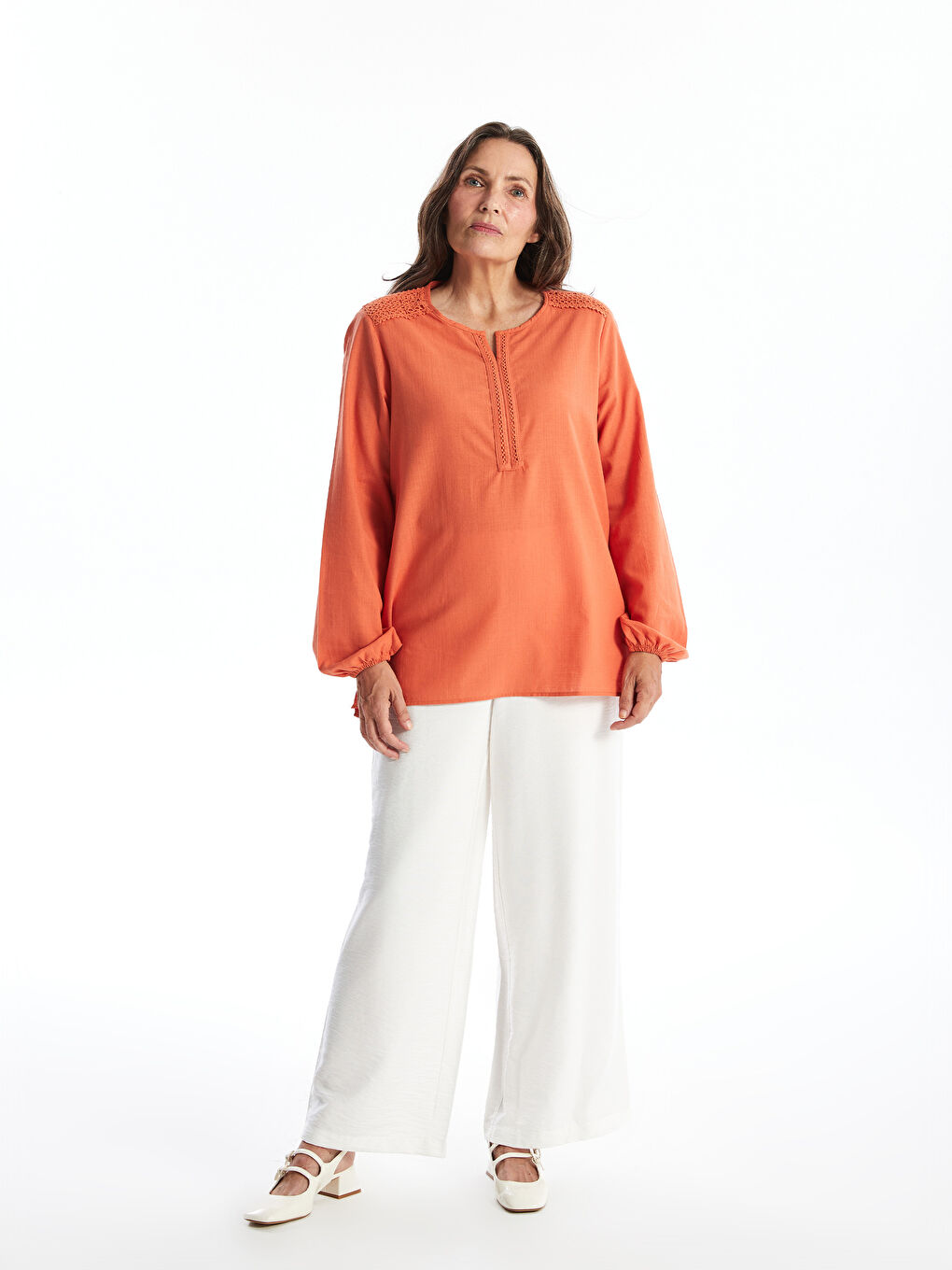 Turtleneck Embroidered Long Sleeve Women's Blouse -S4HK73Z8-GU7