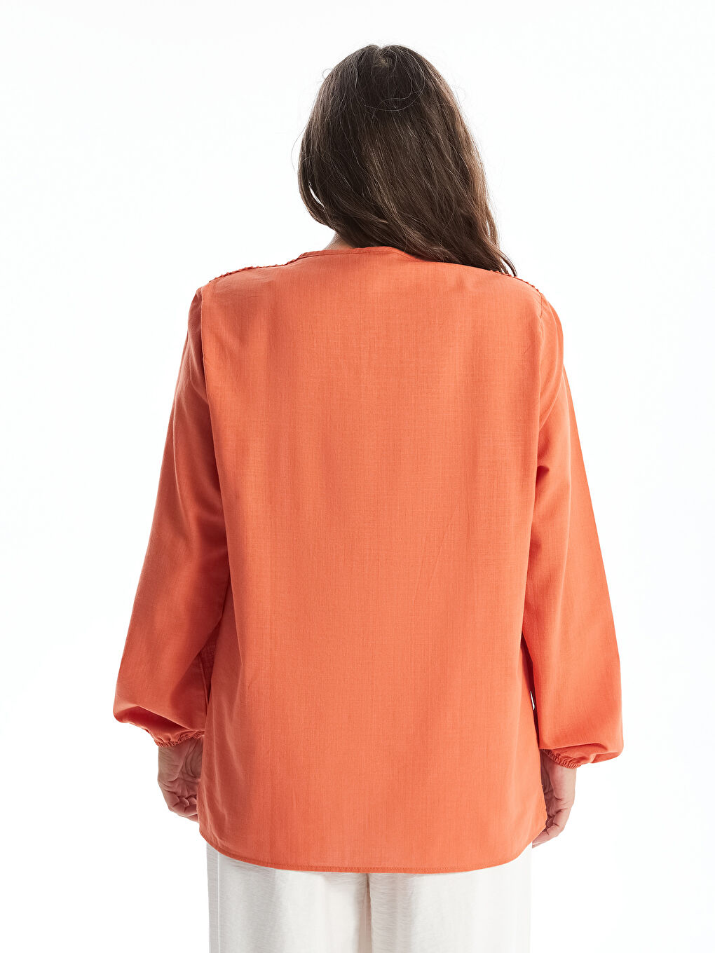 Turtleneck Embroidered Long Sleeve Women's Blouse -S4HK73Z8-GU7