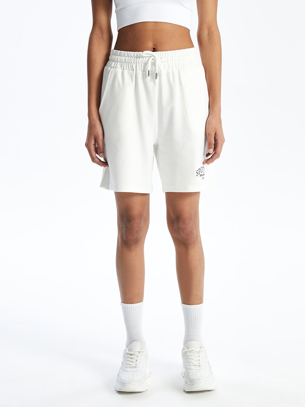 Women's Elastic Waist Embroidered Shorts -S4HK79Z8-Q6K