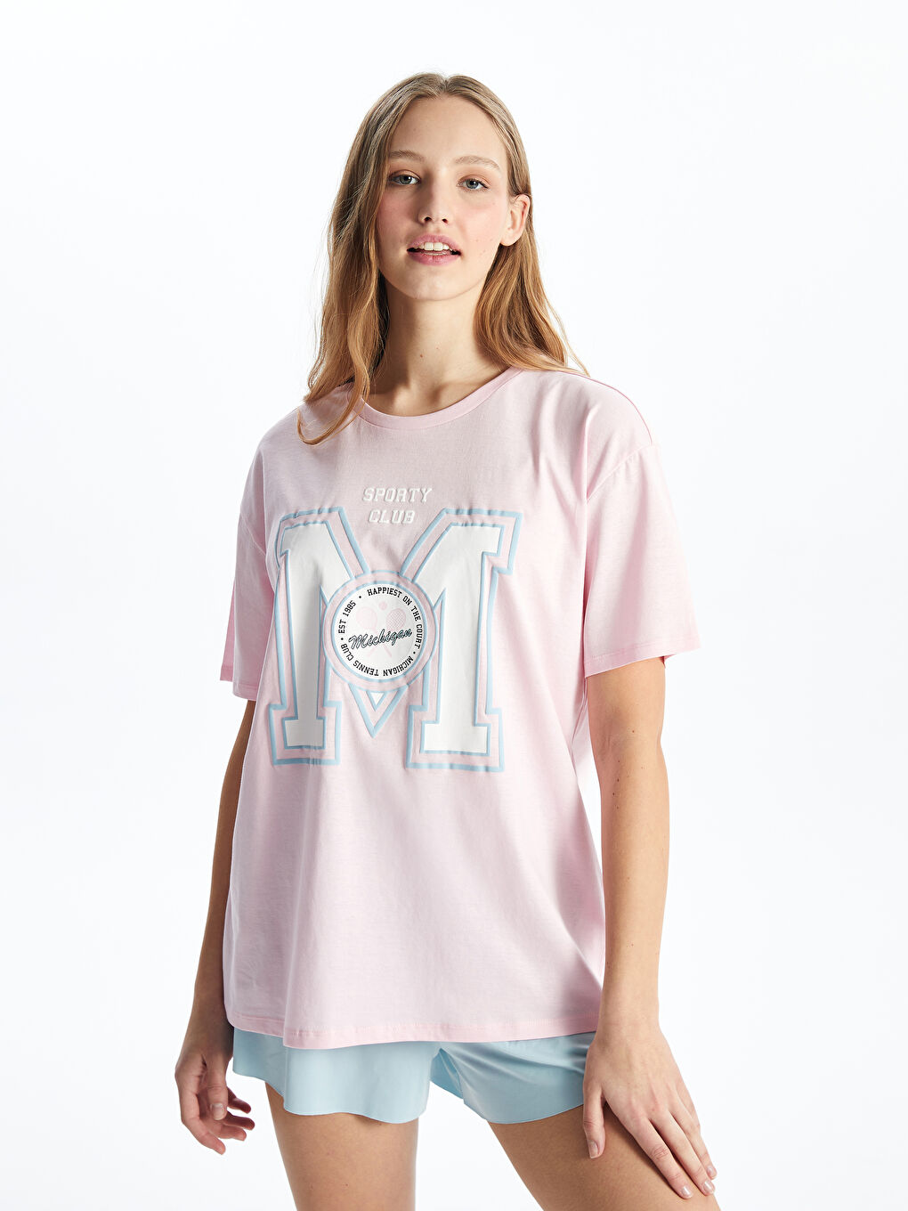 XSIDE Crew Neck Printed Short Sleeve Women's T-Shirt -S4HK91Z8-QXB
