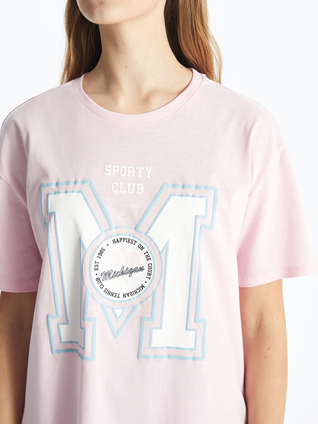 XSIDE Crew Neck Printed Short Sleeve Women's T-Shirt -S4HK91Z8-QXB