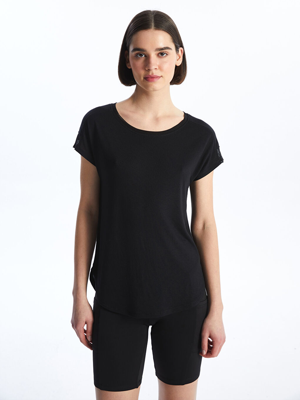 Crew Neck Plain Short Sleeve Women's T-Shirt-1