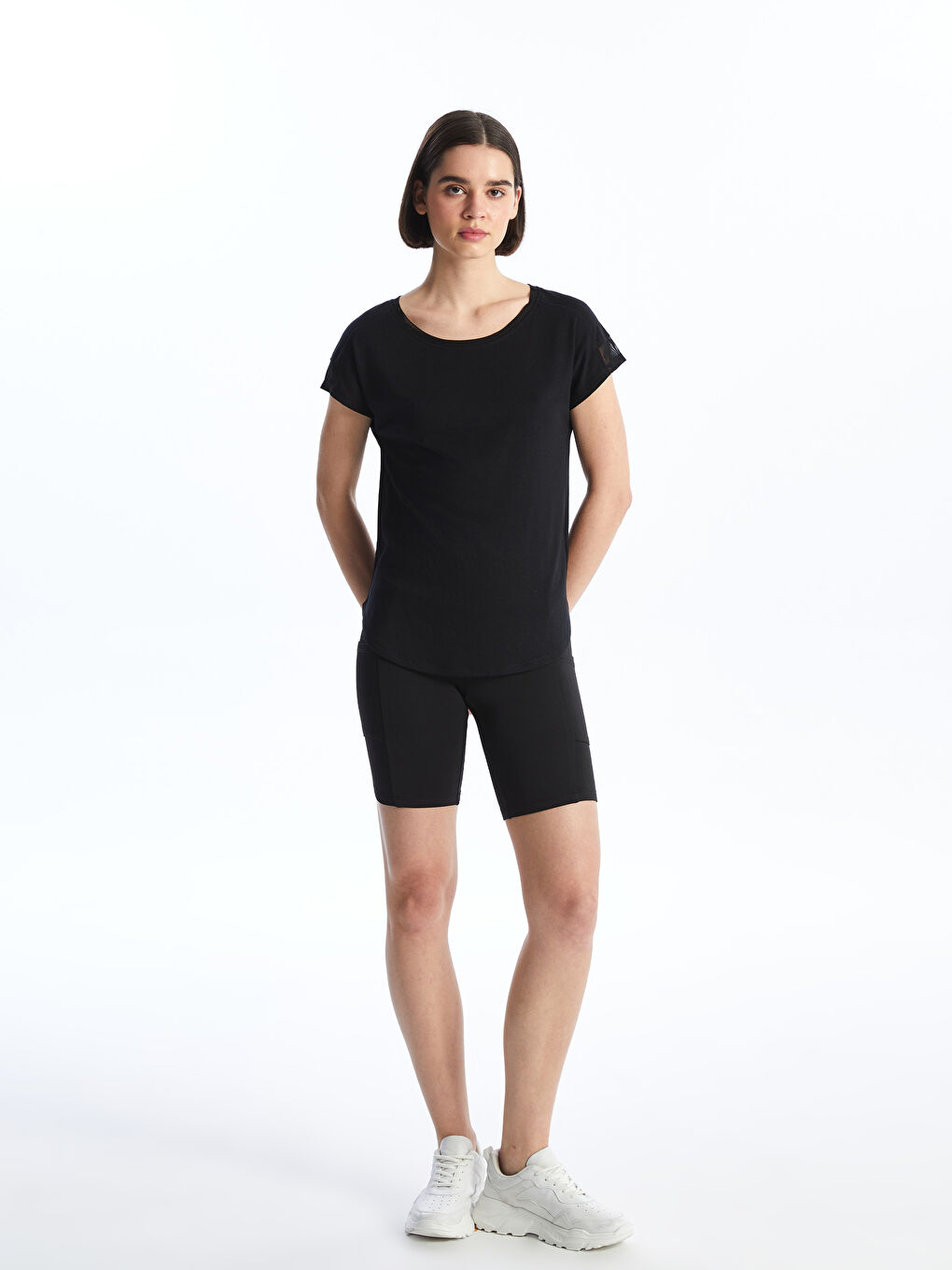 Crew Neck Plain Short Sleeve Women's T-Shirt-2