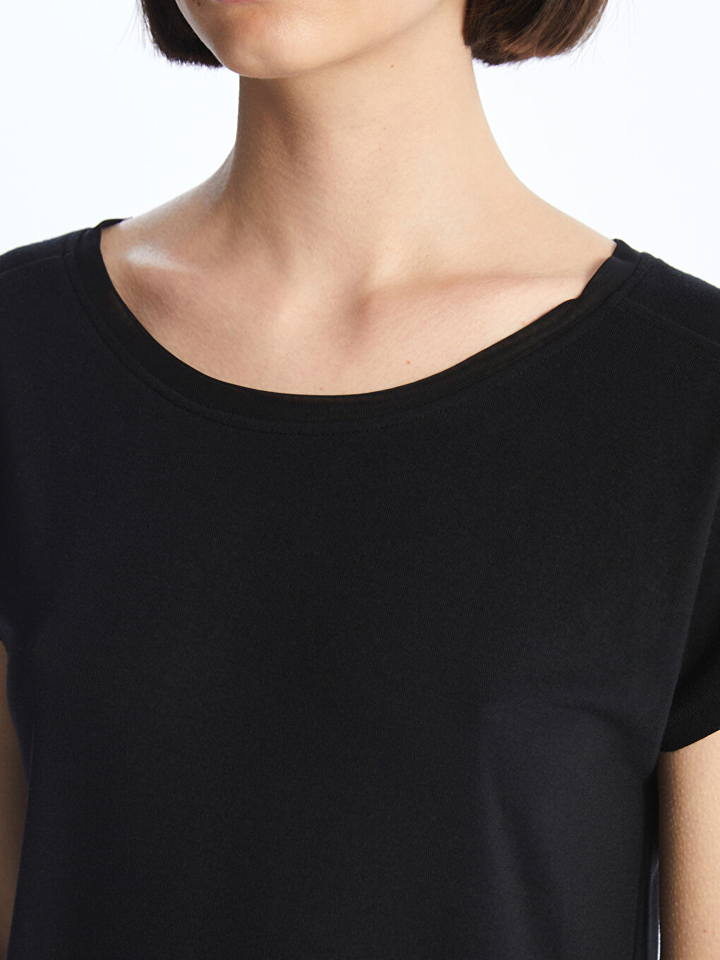 Crew Neck Plain Short Sleeve Women's T-Shirt-3