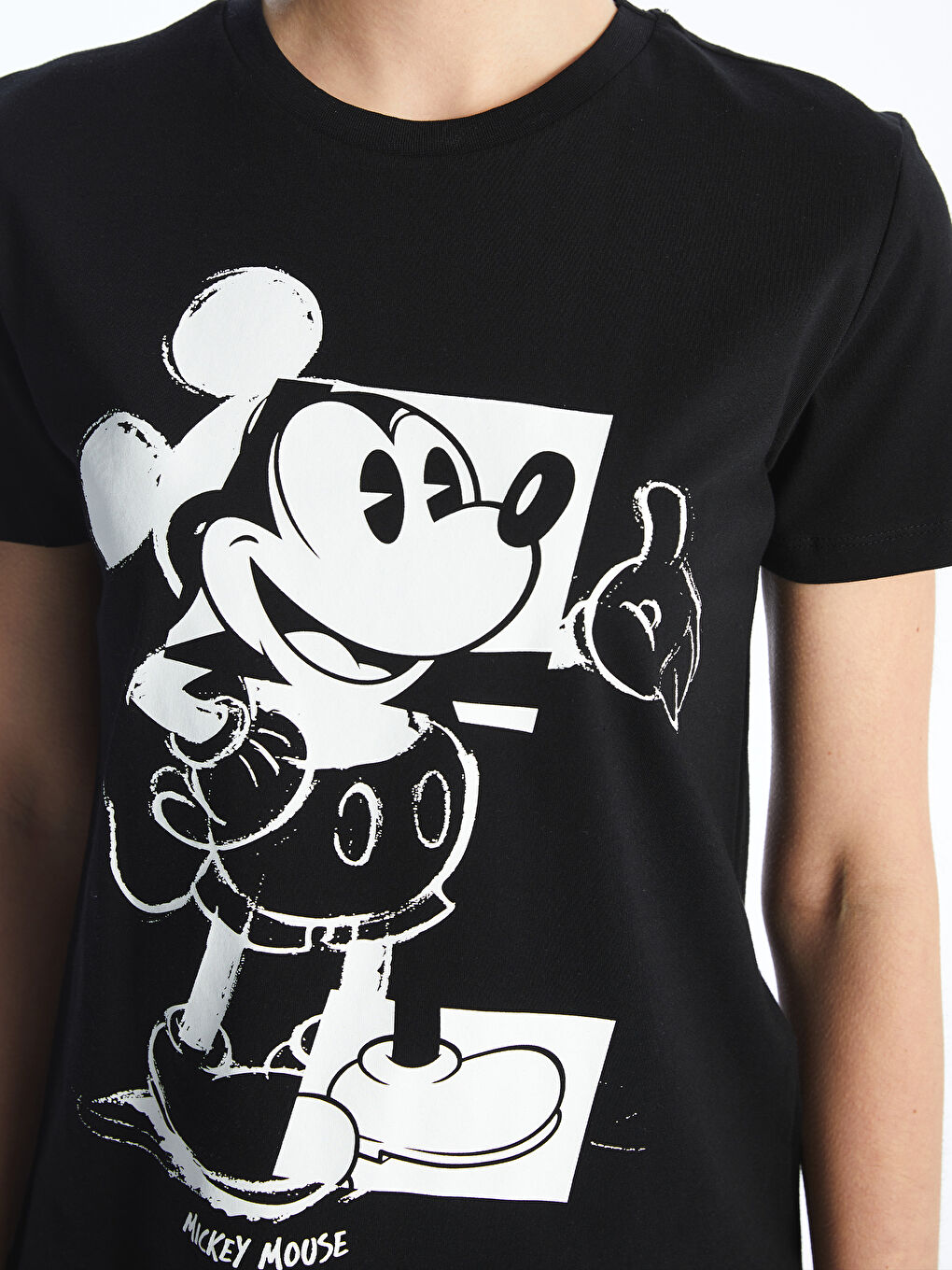 Crew Neck Mickey Mouse Printed Short Sleeve Women's T-shirt -S4HL86Z8-CVL