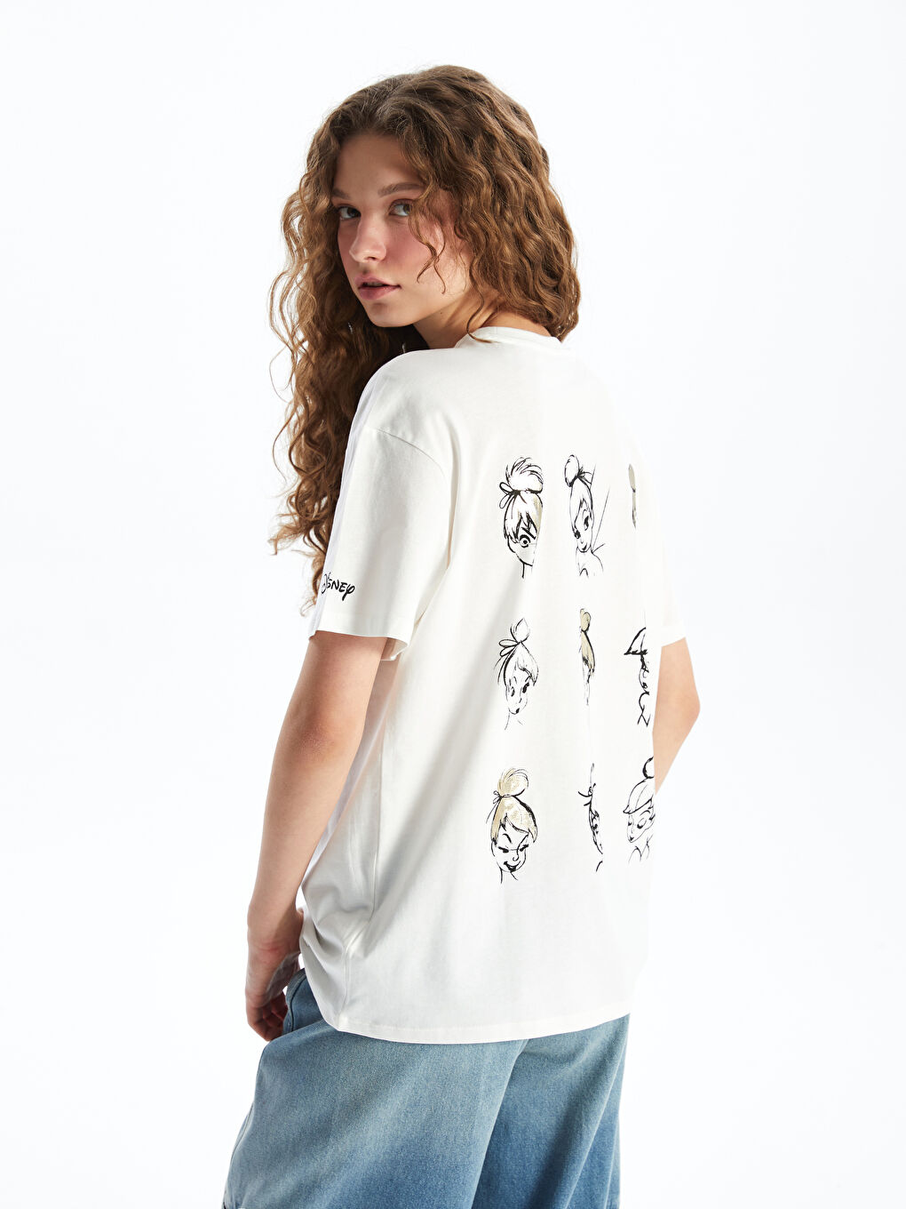 Crew Neck Tinker Bell Printed Short Sleeve Women's T-Shirt -S4HL93Z8-R9J