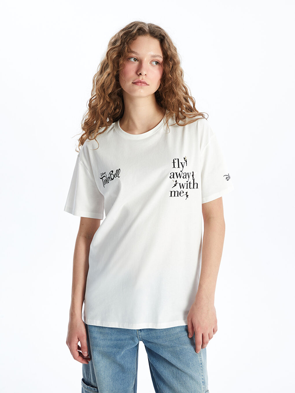 Crew Neck Tinker Bell Printed Short Sleeve Women's T-Shirt -S4HL93Z8-R9J