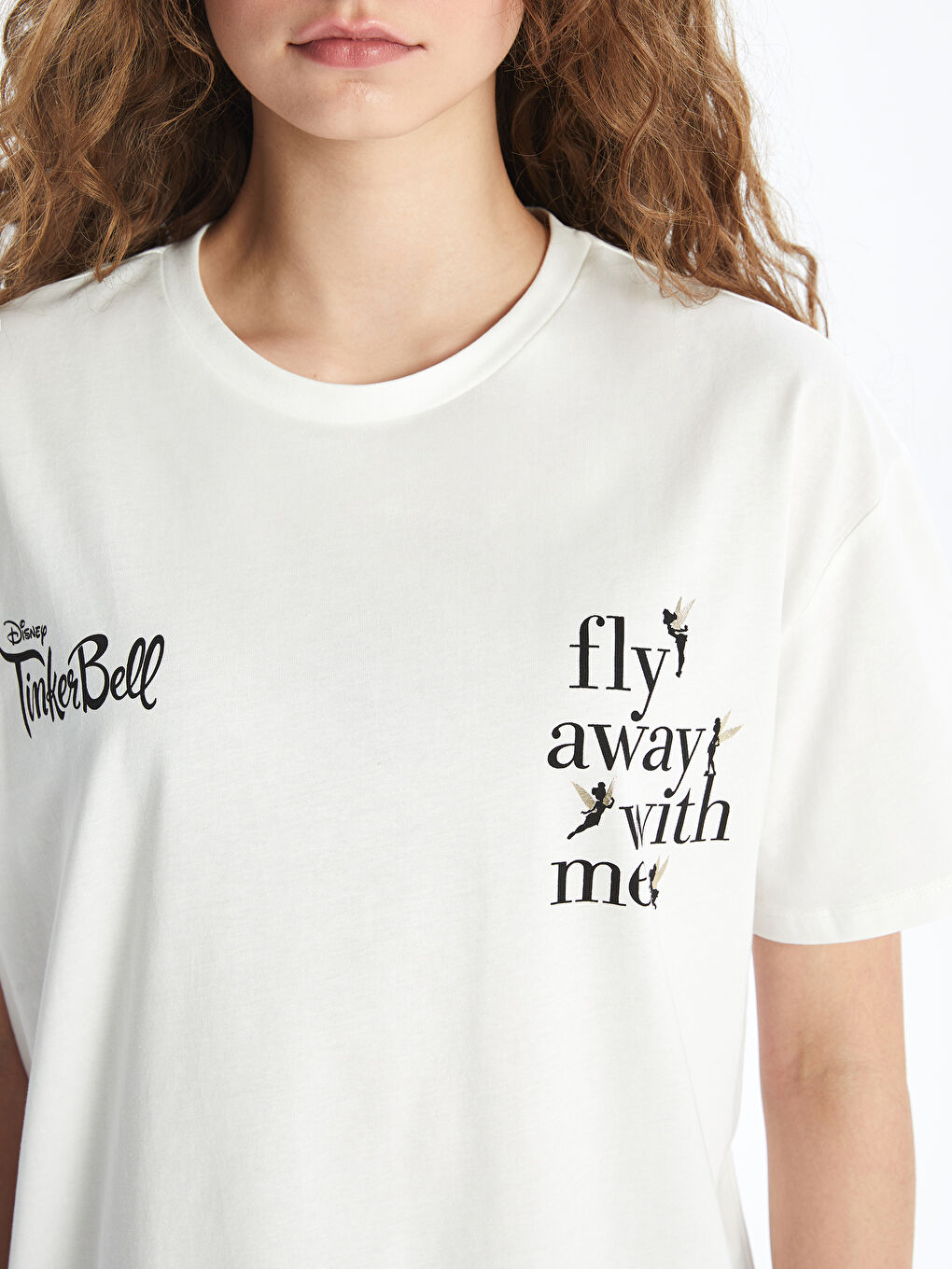 Crew Neck Tinker Bell Printed Short Sleeve Women's T-Shirt -S4HL93Z8-R9J