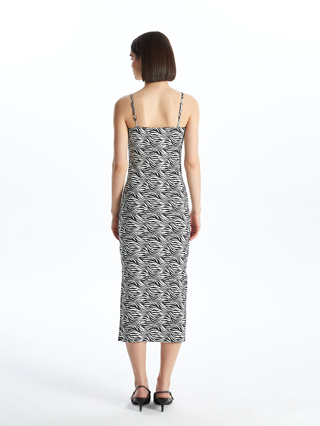 LCW Vision U Neck Patterned Strappy Women's Dress -S4HM00Z8-LQJ