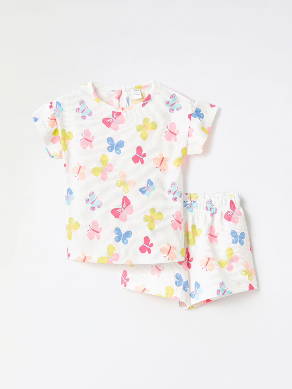 Crew Neck Short Sleeve Baby Girls' Blouse and Shorts 2 Pack Set -S4HM37Z1-LRA