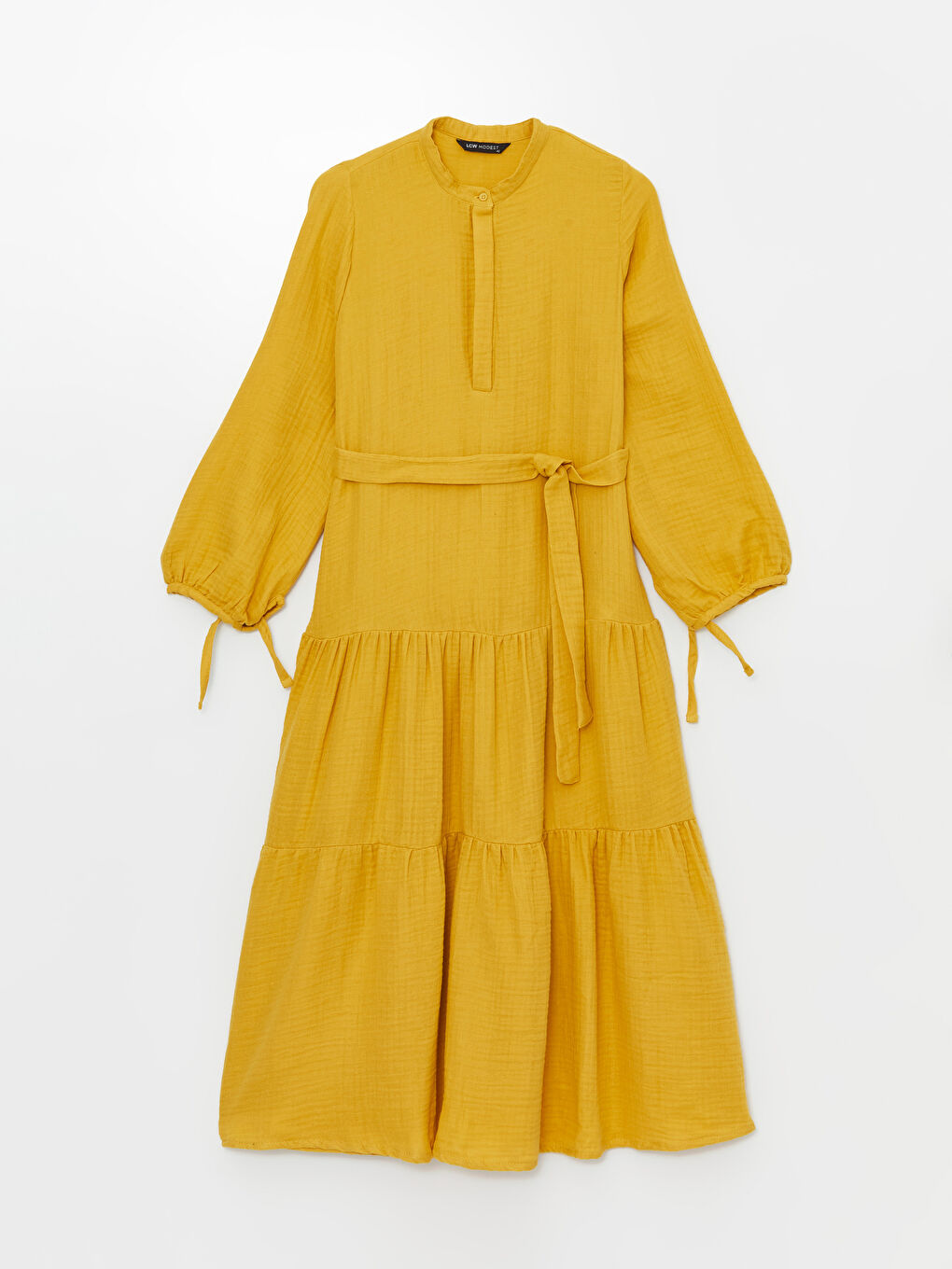 LC Waikiki Women's Grandad Collar Plain Long Sleeve Long Dress -S4HM68Z8-RRQ