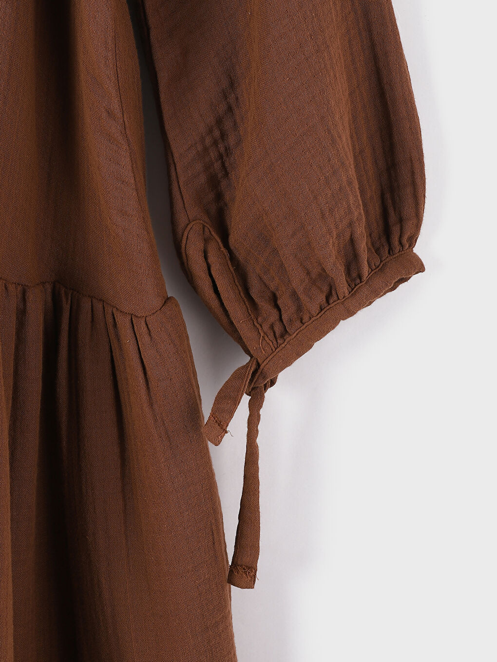 فستان طويل كم طويل سادة بياقة مندرين للسيدات-3