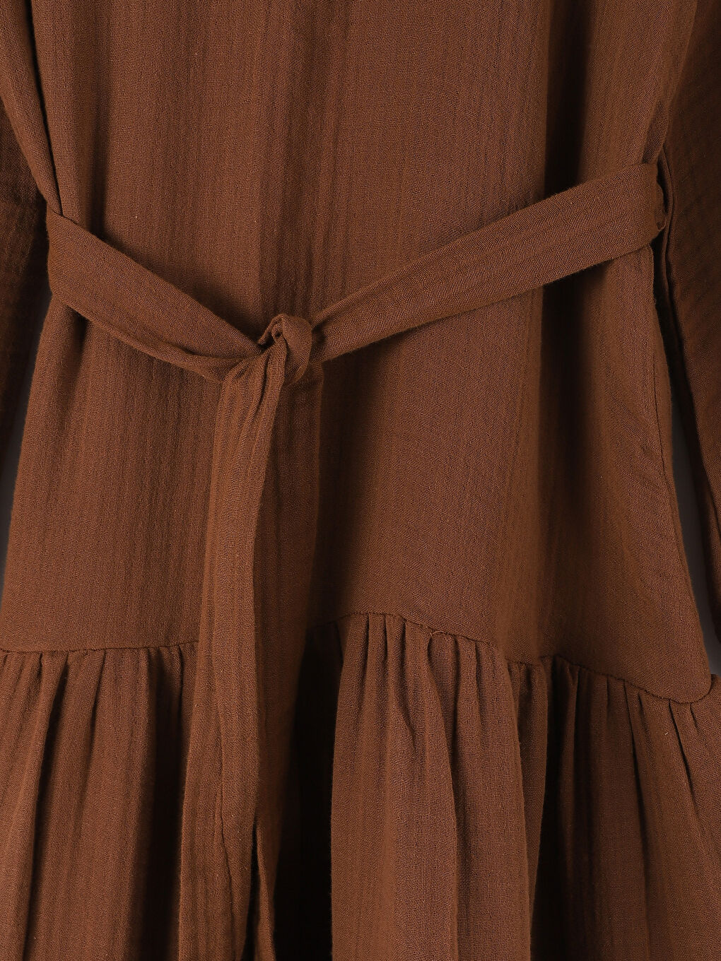 فستان طويل كم طويل سادة بياقة مندرين للسيدات-2