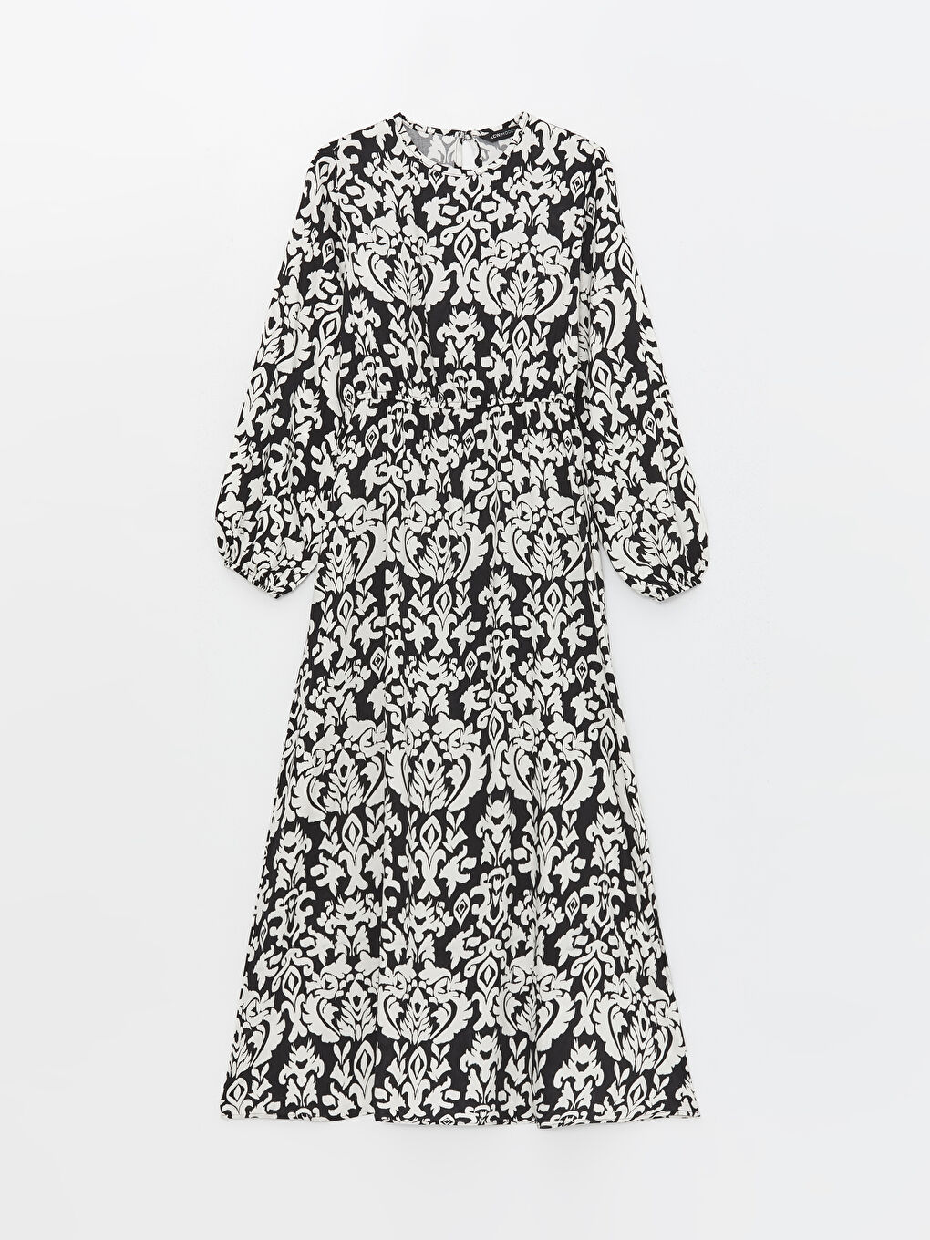 Crew Neck Patterned Long Sleeve Women's Dress-5