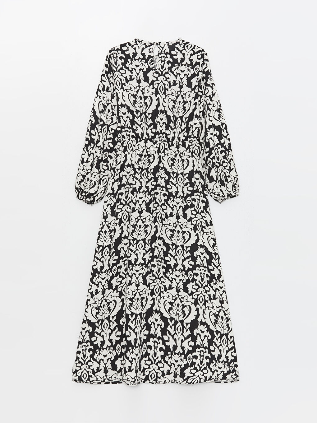 Crew Neck Patterned Long Sleeve Women's Dress-6