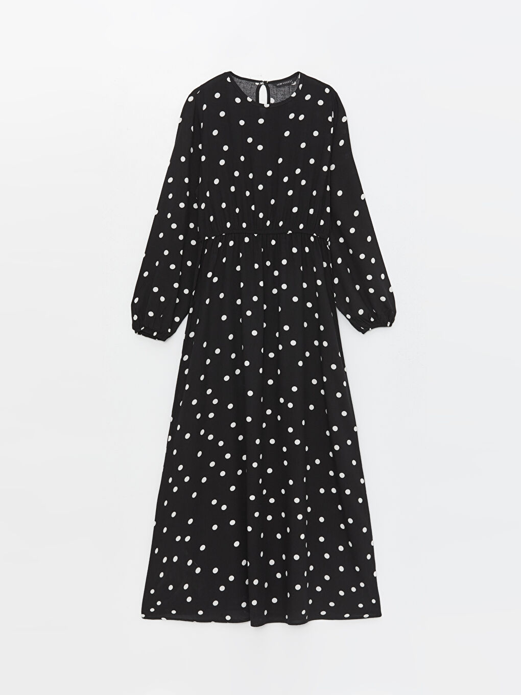 Crew Neck Polka Dot Long Sleeve Women's Dress-5