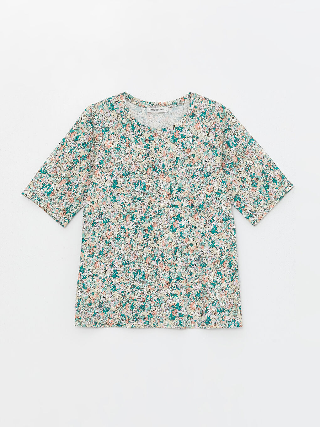 Crew Neck Patterned Short Sleeve Women's T-Shirt -S4HN33Z8-LRF