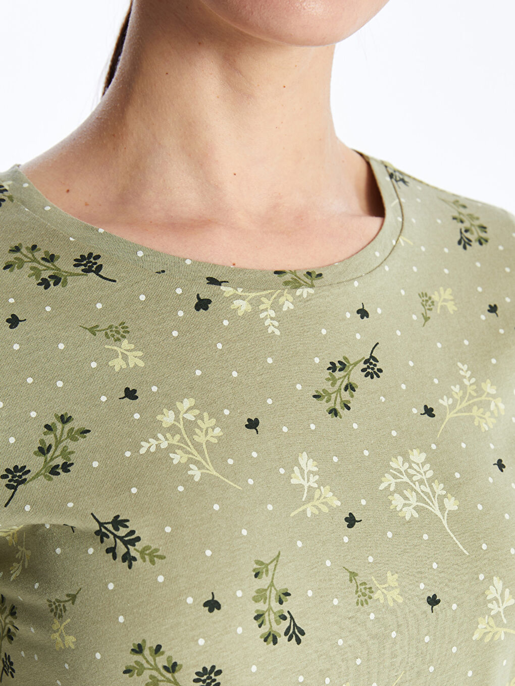 Crew Neck Patterned Short Sleeve Women's T-Shirt -S4HN33Z8-LRK