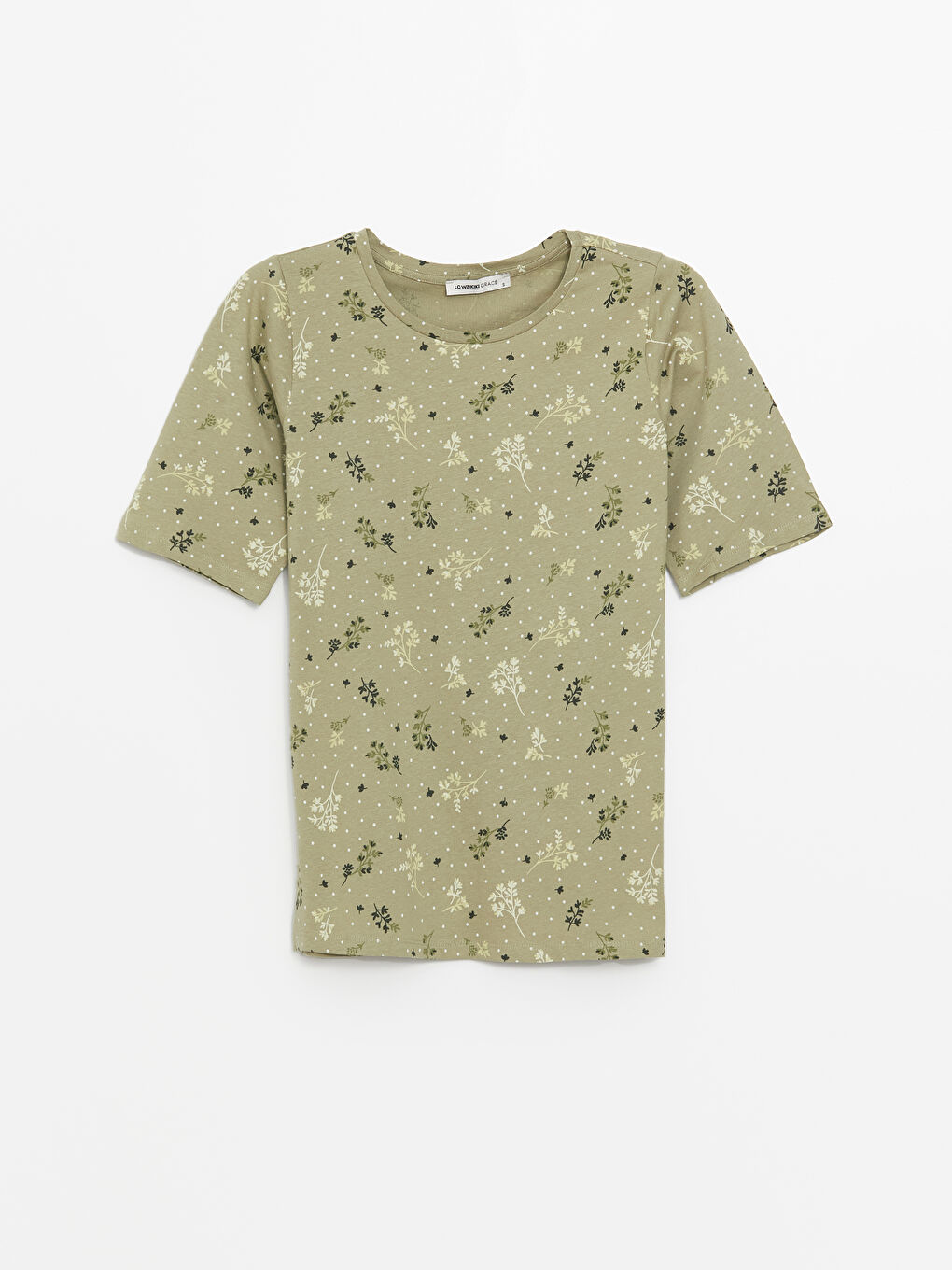 Crew Neck Patterned Short Sleeve Women's T-Shirt -S4HN33Z8-LRK