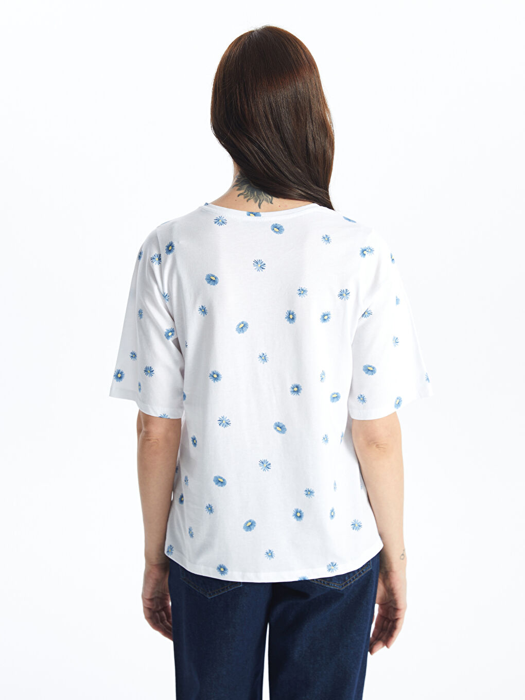 Crew Neck Patterned Short Sleeve Women's T-Shirt -S4HN33Z8-LU8