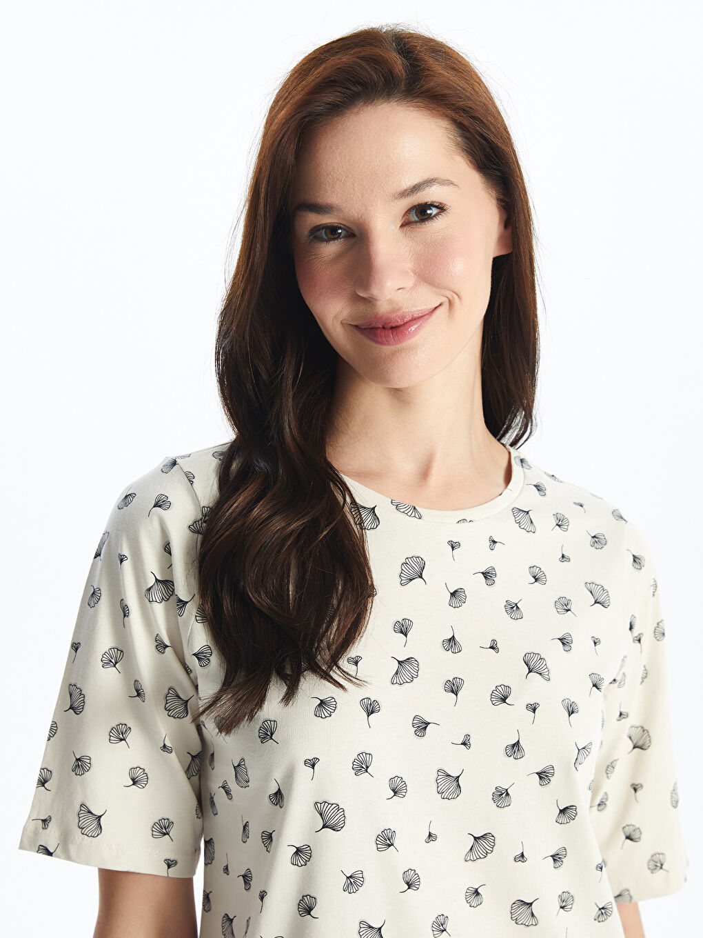 Crew Neck Patterned Short Sleeve Women's T-Shirt -S4HN33Z8-SWC