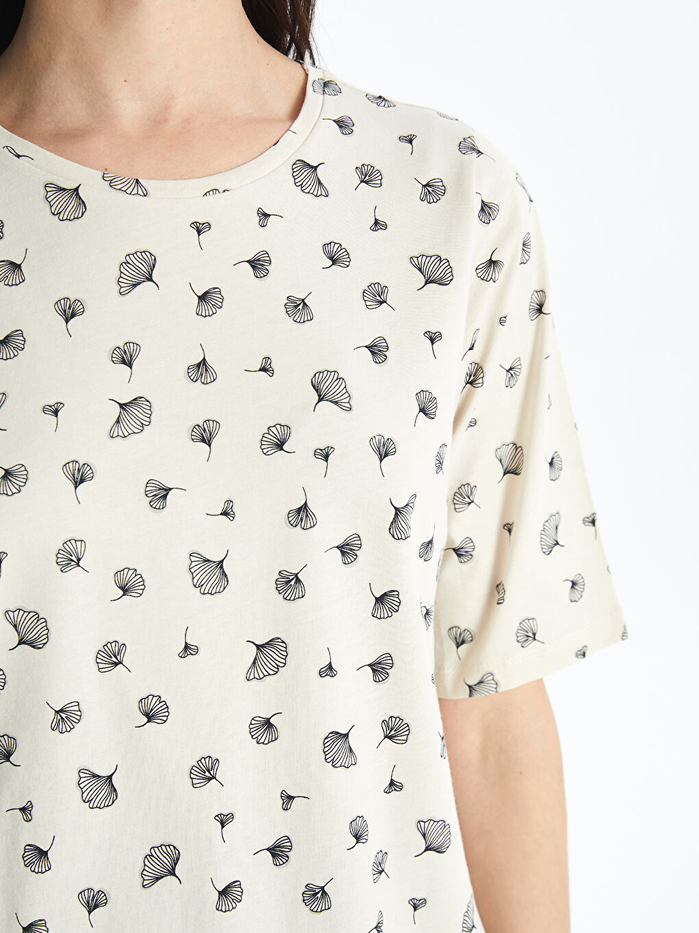 Crew Neck Patterned Short Sleeve Women's T-Shirt -S4HN33Z8-SWC