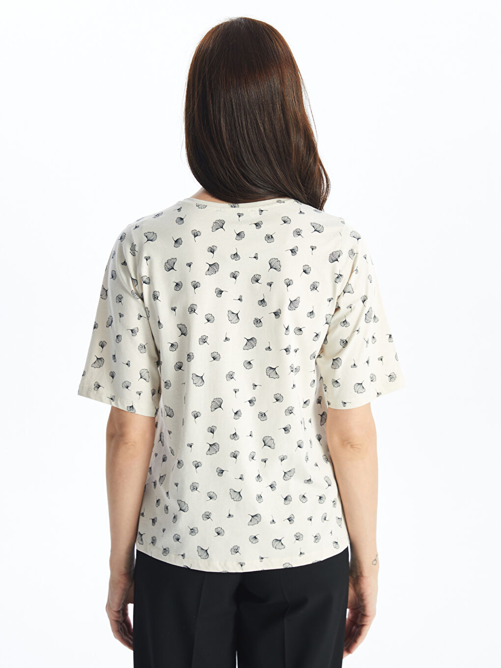 Crew Neck Patterned Short Sleeve Women's T-Shirt -S4HN33Z8-SWC