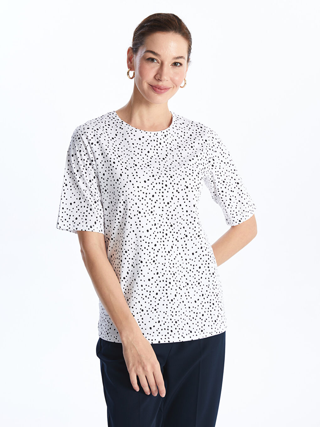 Crew Neck Patterned Short Sleeve Women's T-shirt -S4HN33Z8-VE4