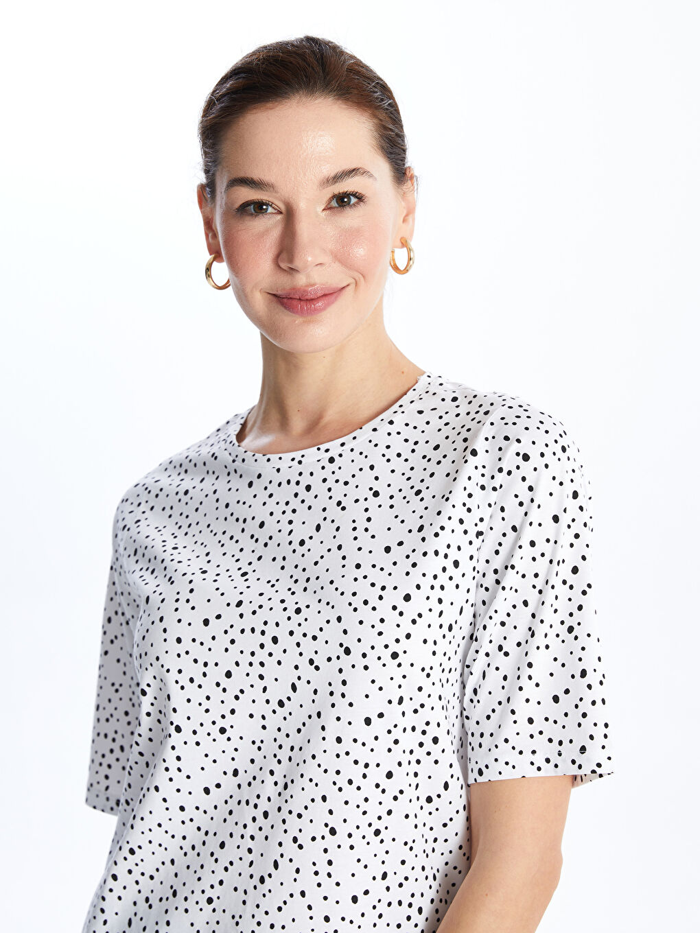 Crew Neck Patterned Short Sleeve Women's T-shirt -S4HN33Z8-VE4