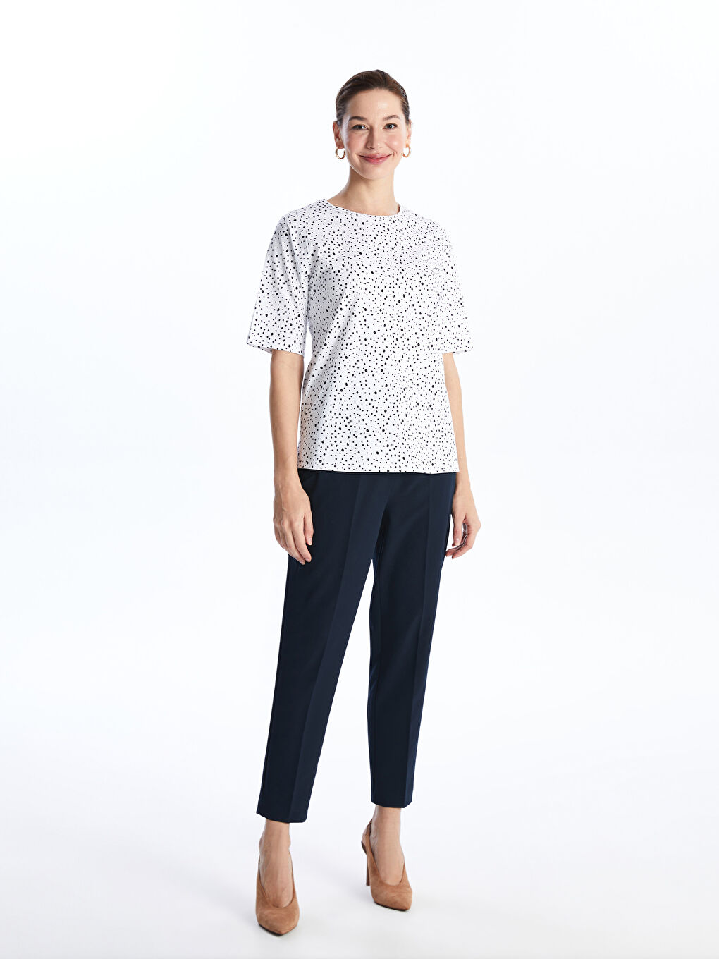 Crew Neck Patterned Short Sleeve Women's T-shirt -S4HN33Z8-VE4