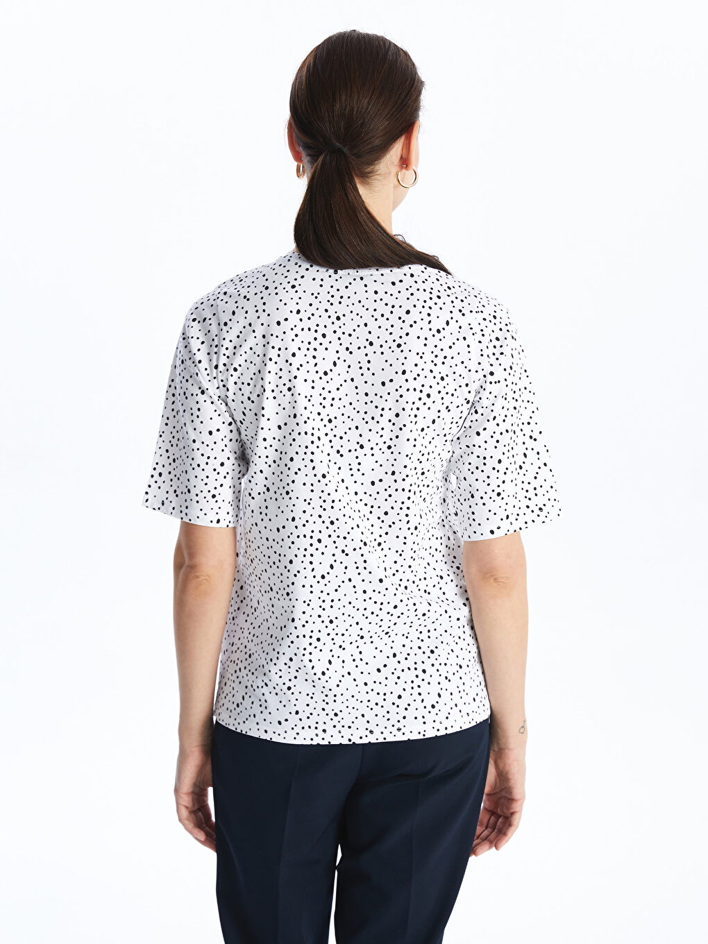 Crew Neck Patterned Short Sleeve Women's T-shirt -S4HN33Z8-VE4
