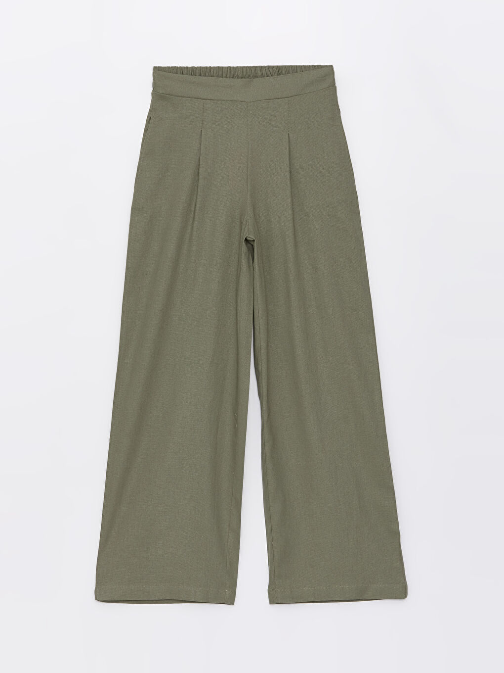 Elastic Waist Straight Linen Blend Women's Trousers -S4HN57Z8-Y4G