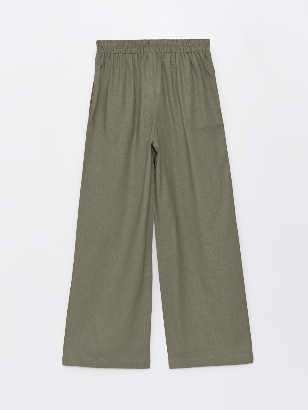 Elastic Waist Straight Linen Blend Women's Trousers -S4HN57Z8-Y4G
