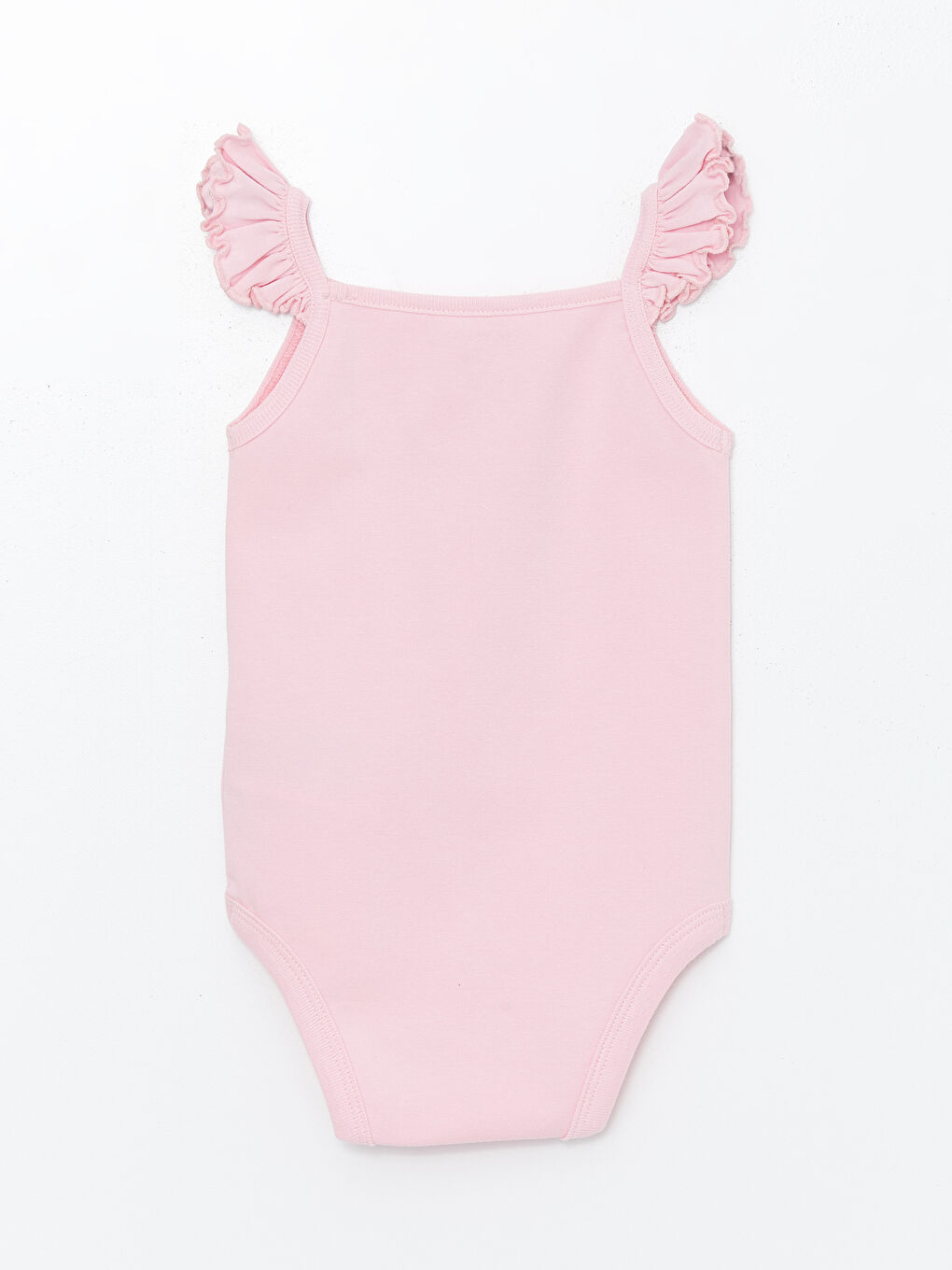 Pembe Kare Yaka Askılı Baskılı Kız Bebek Çıtçıtlı Bodysuit-1