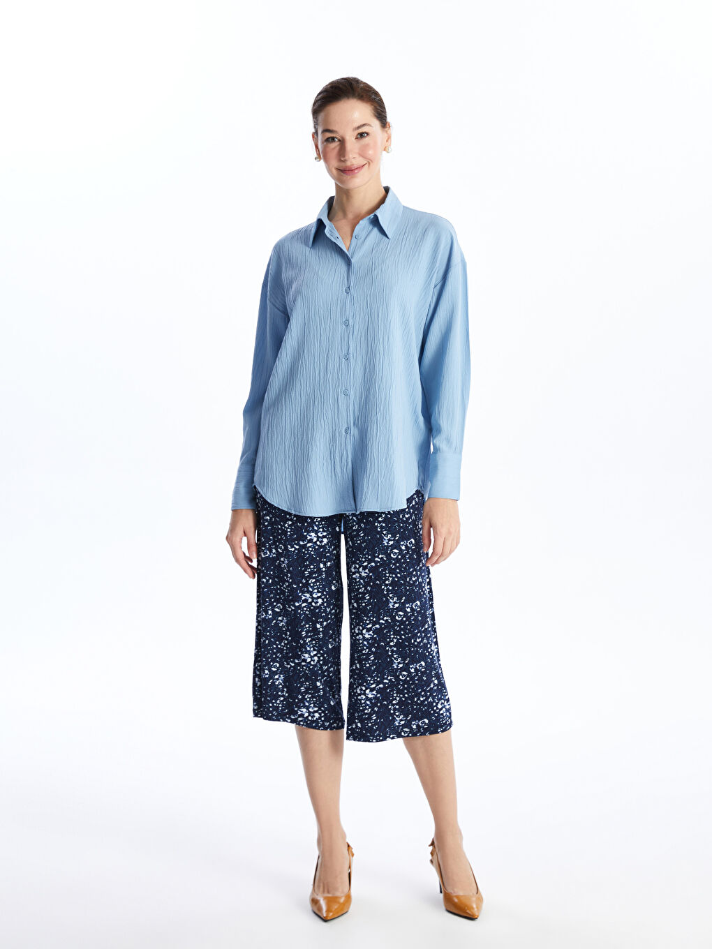 Women's Capri with Elastic Waist Pattern -S4HN82Z8-LS3