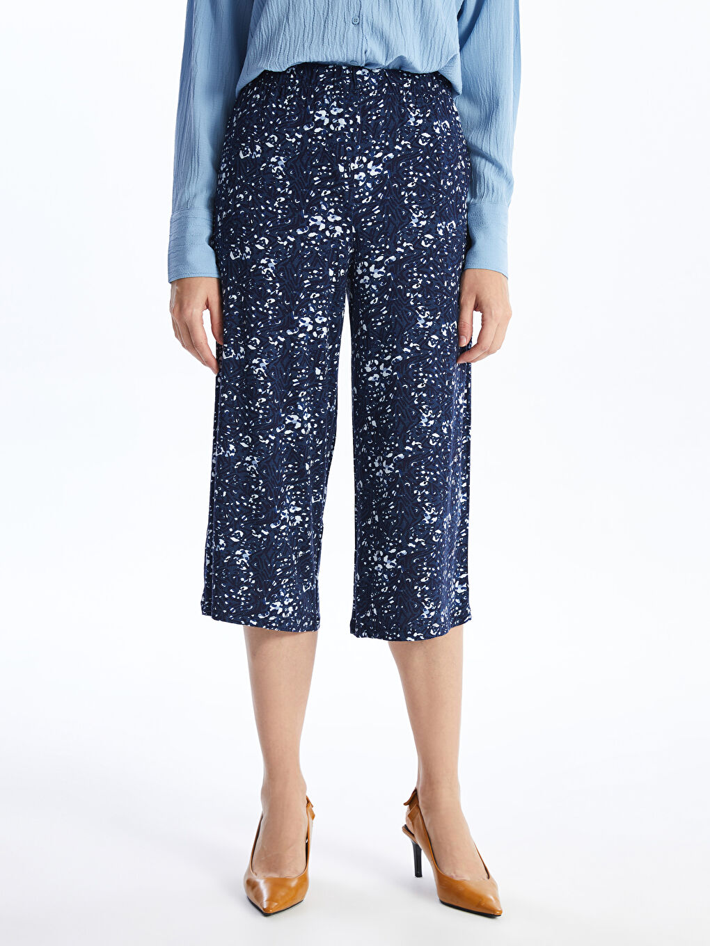 Women's Capri with Elastic Waist Pattern -S4HN82Z8-LS3