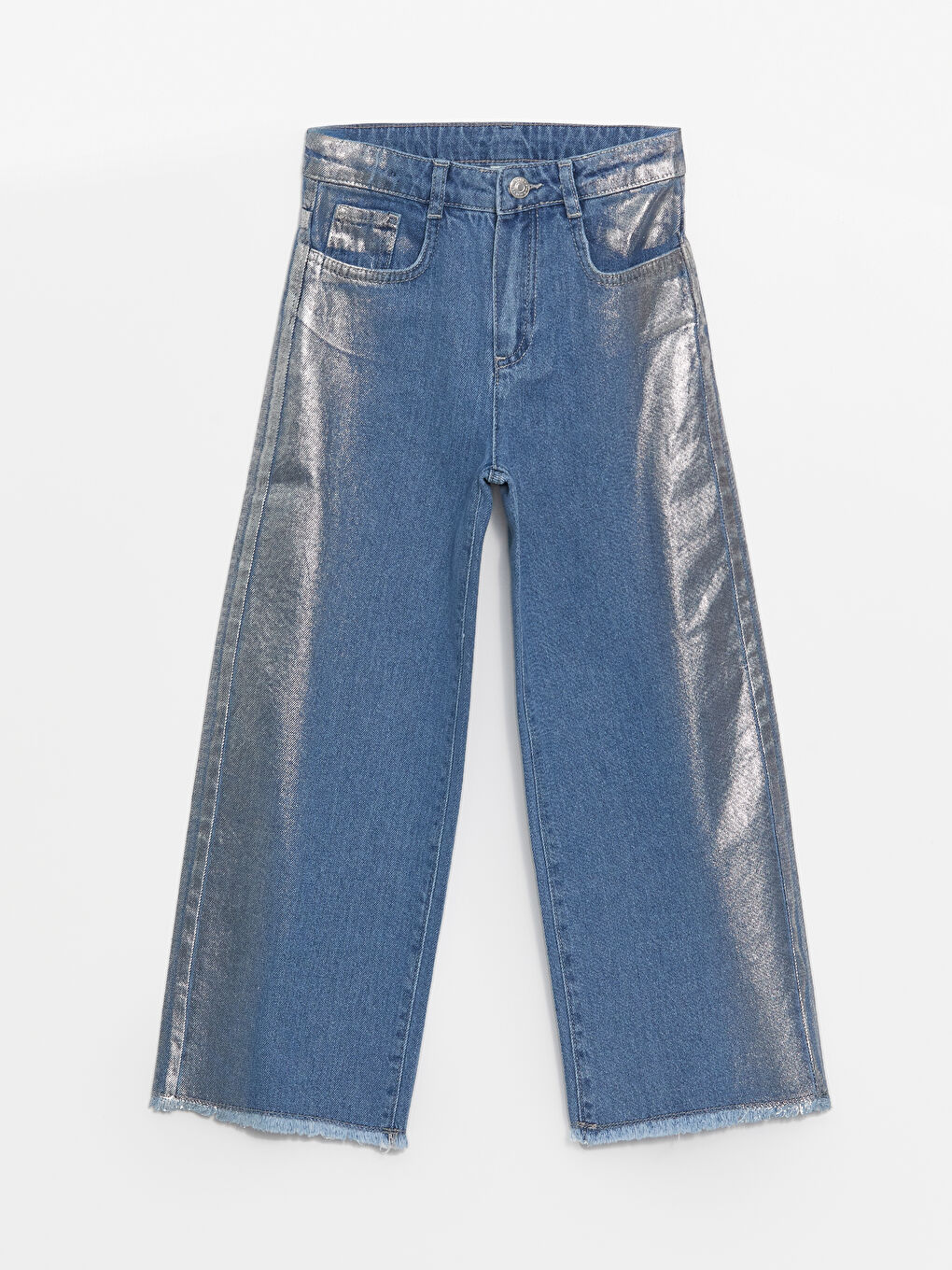 İndigo Beli Ayarlanabilir Lastikli Kız Çocuk Jean Pantolon