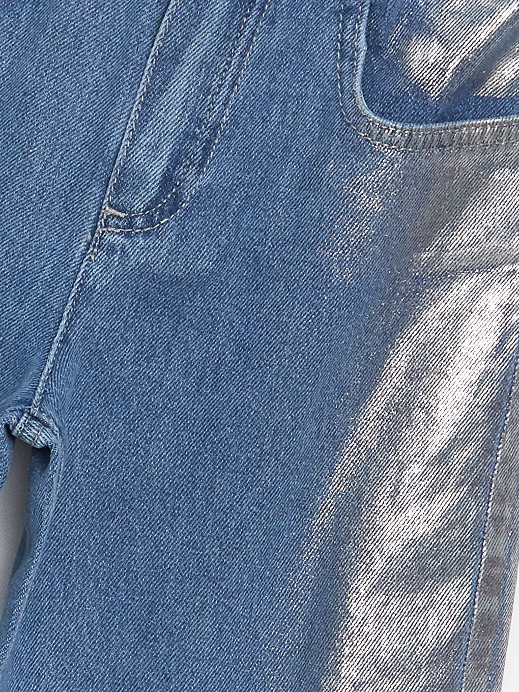 İndigo Beli Ayarlanabilir Lastikli Kız Çocuk Jean Pantolon-2