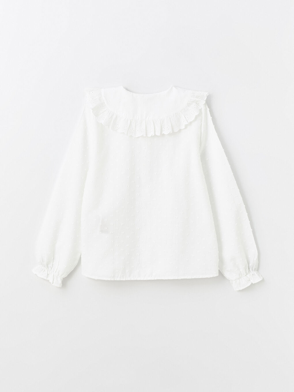 Ekru Bebe Yaka Uzun Kollu Kız Çocuk Gömlek-2