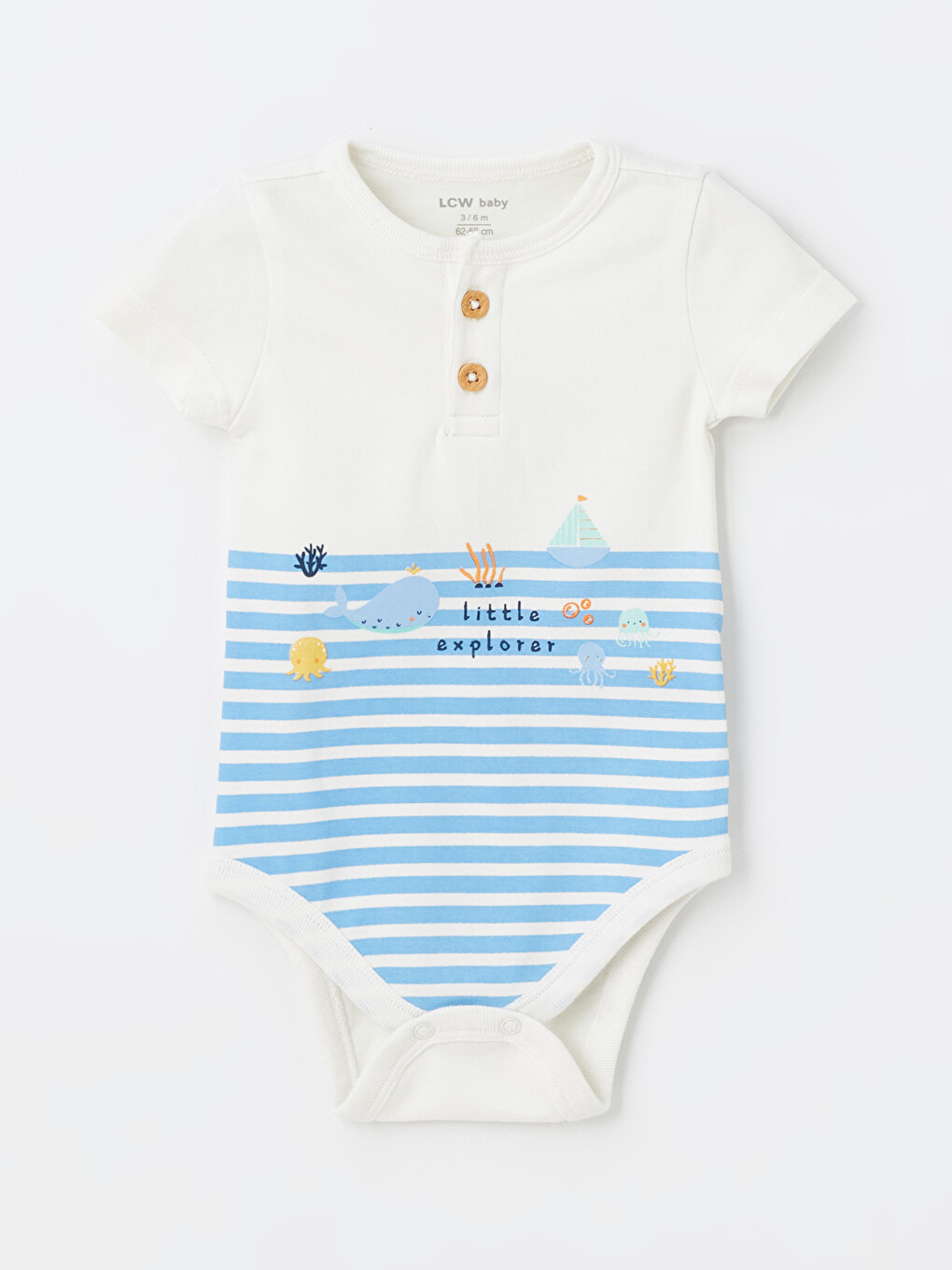 Ekru Baskılı Erkek Bebek Çıtçıtlı Body