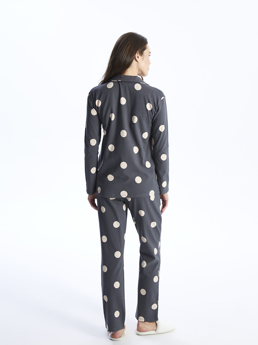 Shirt Collar Polka Dot Long Sleeve Maternity Pajamas Set -S4HO25Z8-LRX