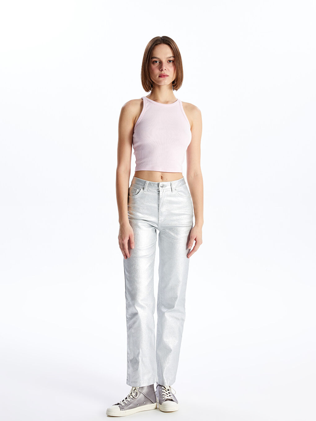 Women's Crew Neck Plain Crop -S4HO30Z8-QWM