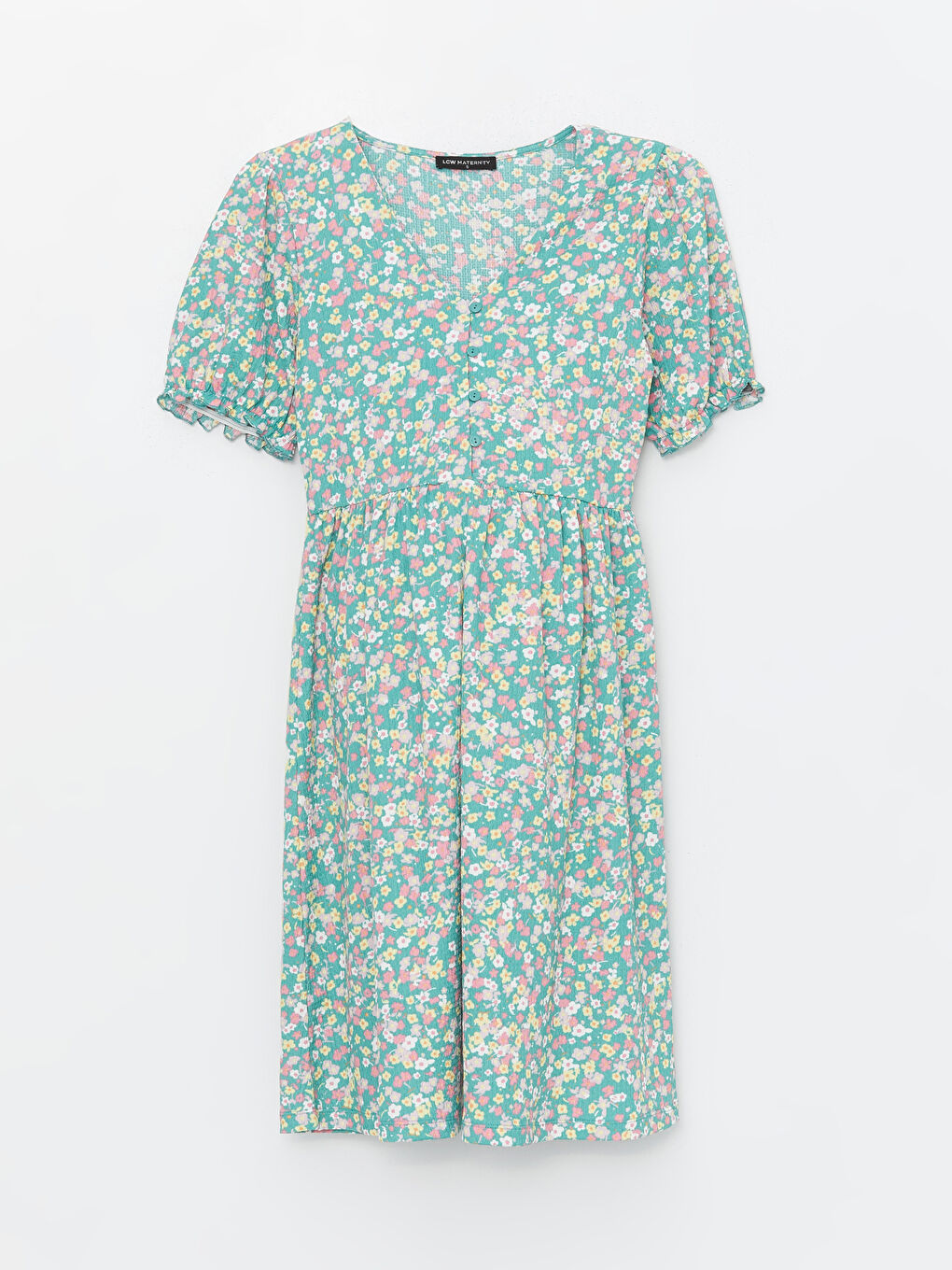 V Neck Floral Short Sleeve Crinkled Maternity Dress -S4HO57Z8-LQQ